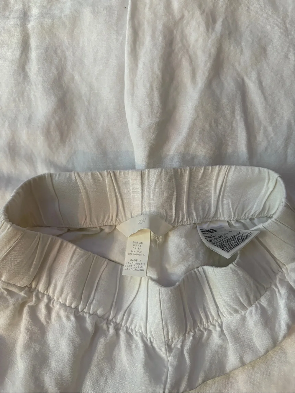 H&M Linen Blend Wide Leg Capri Pants | White | XS | Elastic Waist | Summer - Picture 5 of 5